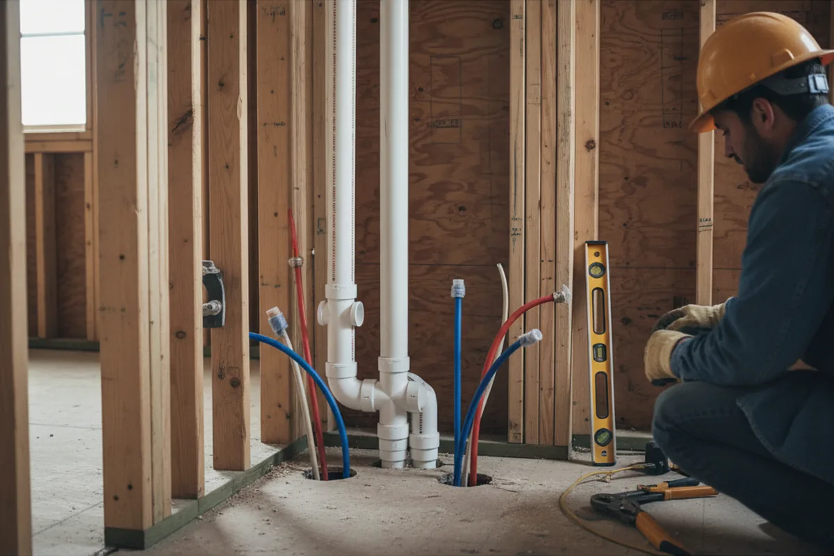 Drain and supply rough-in during Garbage Disposal Repair in Pine